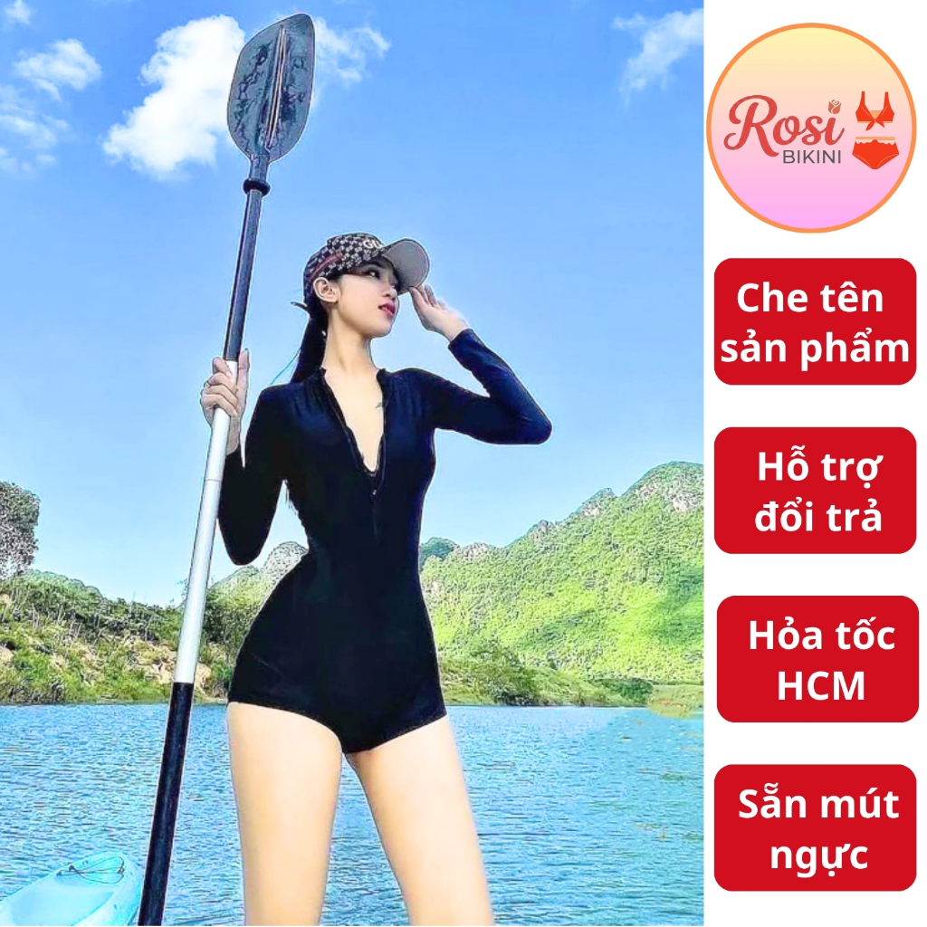 Bikini Đi biển 1 Mảnh Sẵn Mút Ngực Quần Đùi, Đồ Bơi Nữ Tay Ngắn Dài Trẻ Trung, Quyến Rũ Có Size | BigBuy360 - bigbuy360.vn