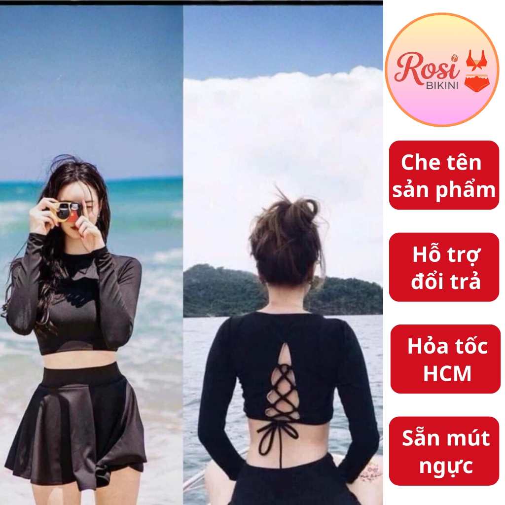 Bikini 2 mảnh đồ bơi nữ kín đáo, đồ tập Gym, Yoga, Aerobic đẹp chất thun co dãn thoải mái vận động | BigBuy360 - bigbuy360.vn
