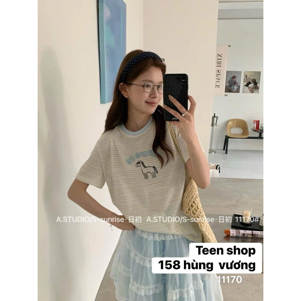 áo thun kẻ a.studio Qc 