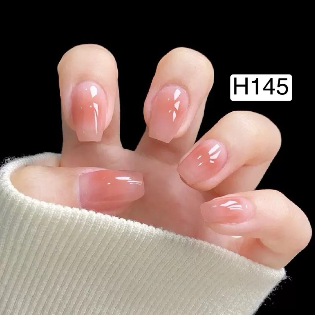 [ Mã H145] RIHAP- Bộ 24 nail basic tone camel H145 tặng kèm dụng cụ gắn móng