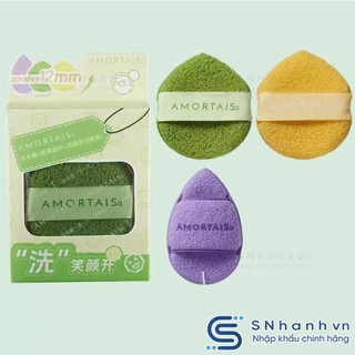 Cọ rửa mặt silicon & Bông mút bọt biển rửa mặt AMORTAISii 12mm siêu mềm mịn