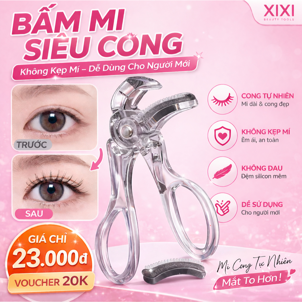 Bấm Mi Cong Tự Nhiên - Không Kẹp Mí - Dễ Dùng Cho Người Mới - Kẹp Mi Cao Cấp