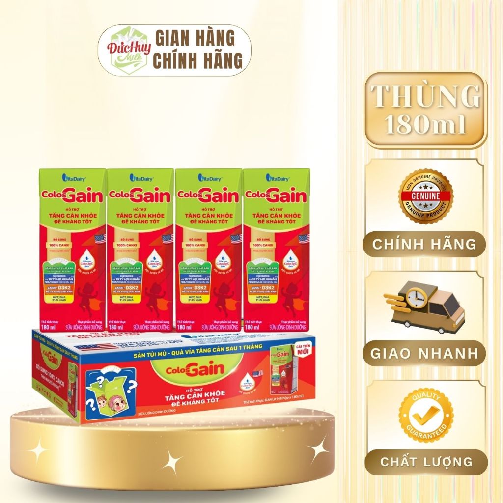 Thùng 48 Hộp Sữa Pha Sẵn Colos Gain Cải Tiến - Giúp Bé Cải Thiện Cân Nặng, Bổ Sung Năng Lượng