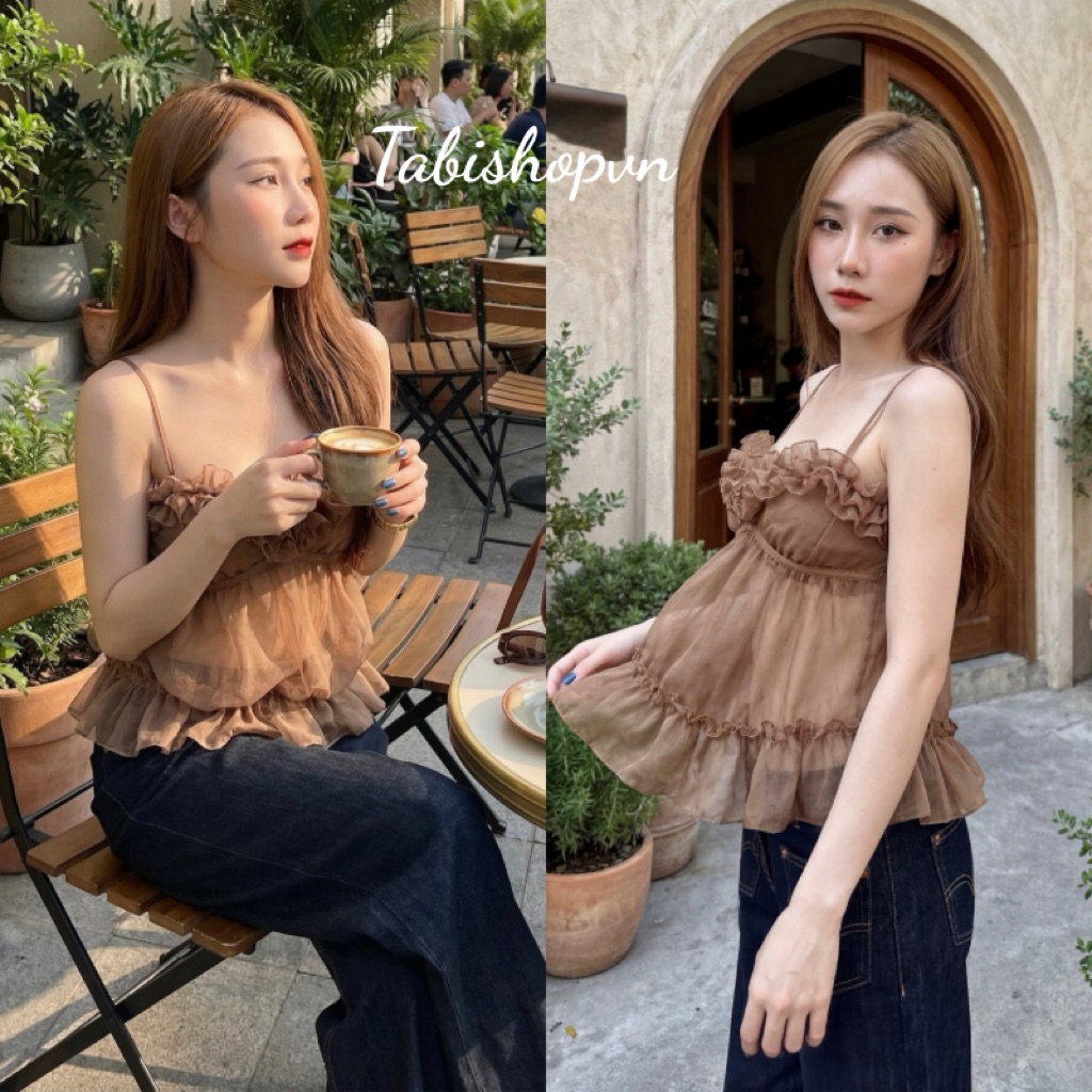 Áo 2 dây nữ bèo ngực phối bo eo TABISHOP Áo kiểu nữ sexy mặc đi chơi hè đi biển du lịch (295) | BigBuy360 - bigbuy360.vn