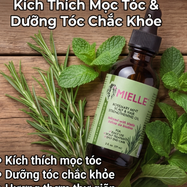 Còn hàng/hàng chính hãng MIELLE Rosemary Mint Scalp Hair Strengthening Oil 59ml Sản phẩm dưỡng tóc