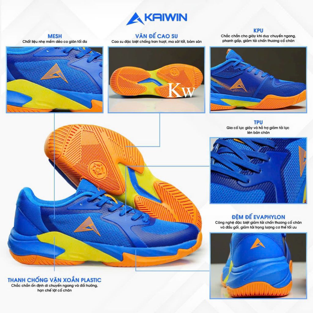 Giày Pickeball-Tennis Kaiwin cao cấp AREA chính hãng Xanh bích
