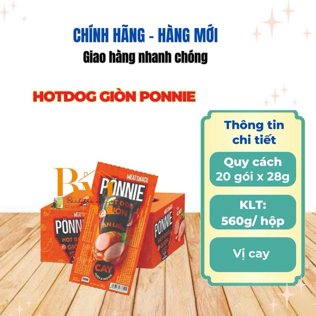 Hộp 20 Cây Xúc Xích HotDog Giòn PONNIE Vị Cay (20 Cây x 28g)