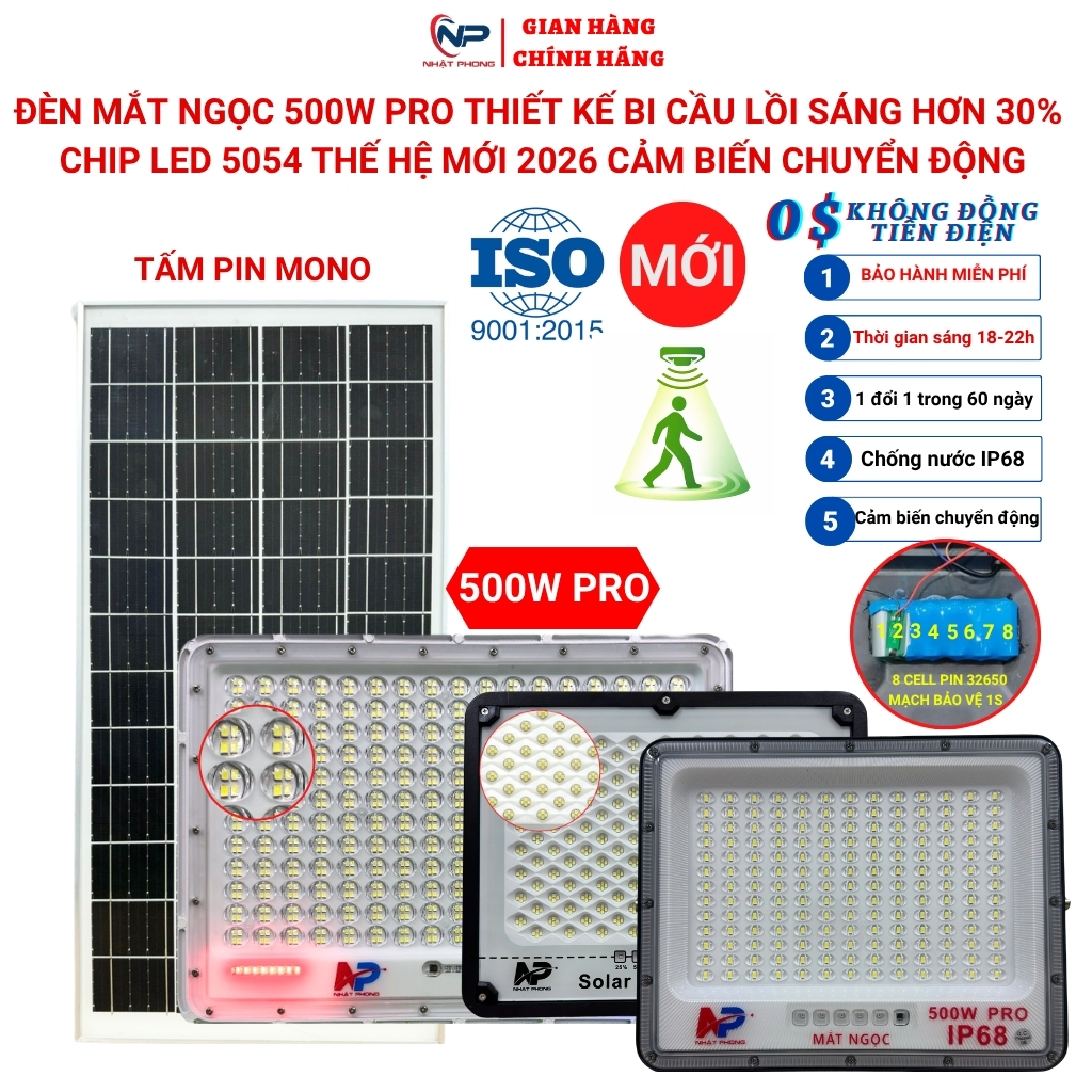 Đèn năng lượng mặt trời,đèn led chống lóa 500W,300W vỏ nhôm thiết kế bi cầu,cảm biến ánh sáng điều k