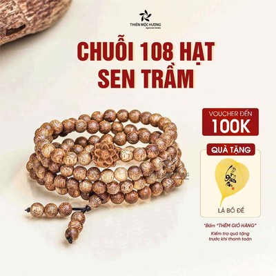 Vòng tay trầm hương chuỗi 108 trầm Tốc Việt Nam - Hạt sen vạn phúc May mắn bình an Vạn sự hanh thông