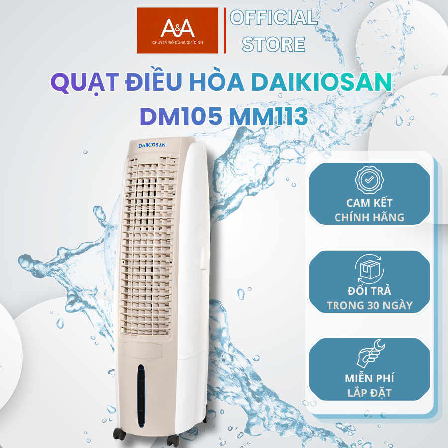 Quạt Điều Hòa Daikiosan DM105 MM113 Diện Tích Làm Mát Đến 30m2 Công Nghệ ION Âm Lưới Lọc Bụi - Gia D