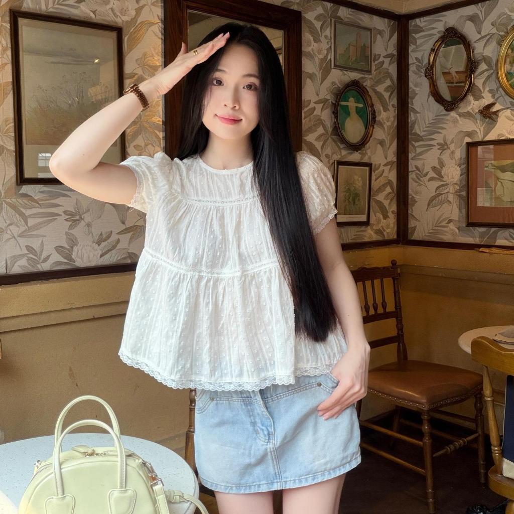 (Oder QC). áo sơ mi babydoll vải thô boi mềm mỏng mát  LAMO - B1542