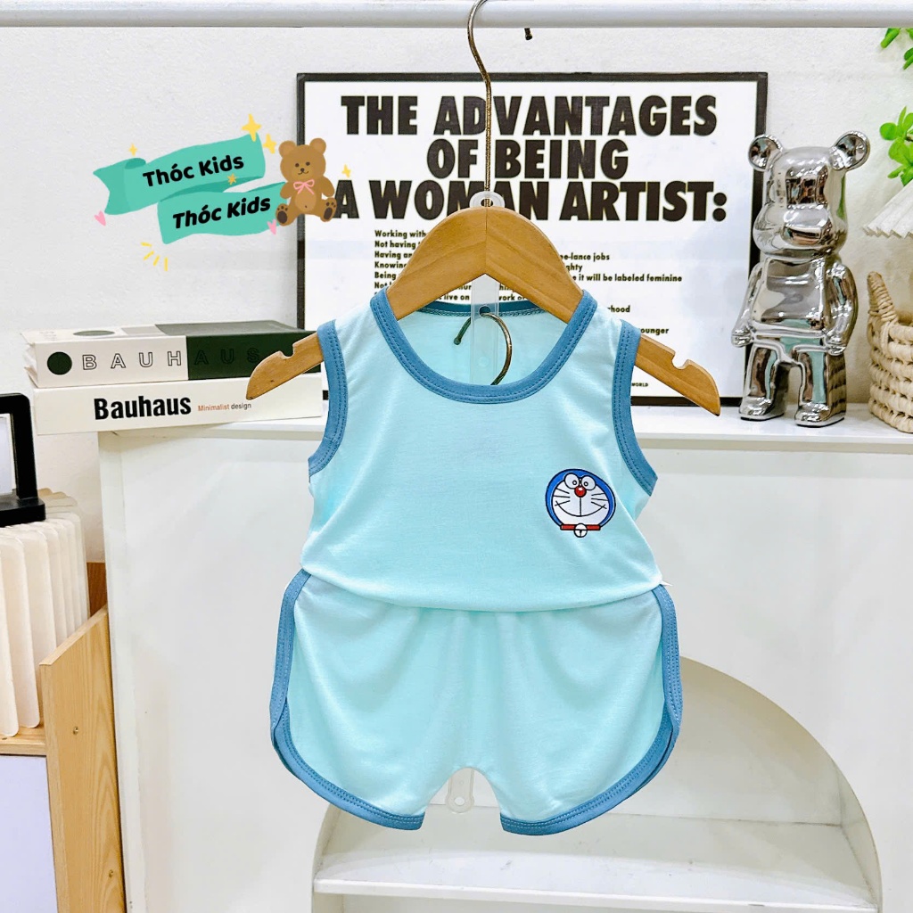 Bộ ba lỗ trẻ em cotton mềm mát – áo 3 lỗ + quần đùi bé trai/bé gái size 3-6