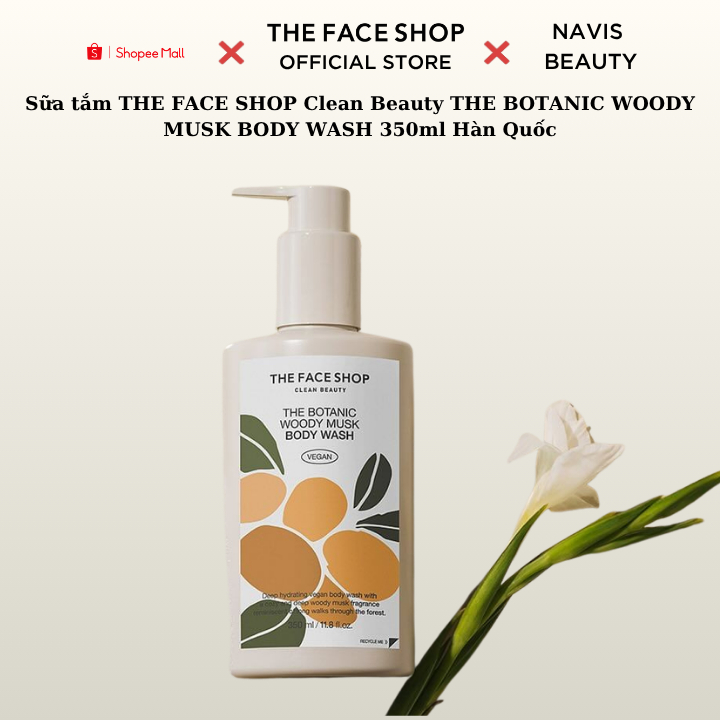 Sữa tắm THE FACE SHOP Clean Beauty THE BOTANIC WOODY MUSK BODY WASH 350ml Hàn Quốc