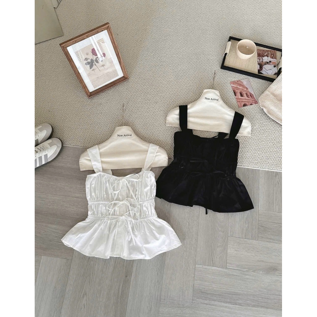 [Hàng chuẩn L1] Áo Hai Dây Bản To Chất Thô Mềm Bo Chun Đính Nơ CHERRY TOP - A21245 | BigBuy360 - bigbuy360.vn