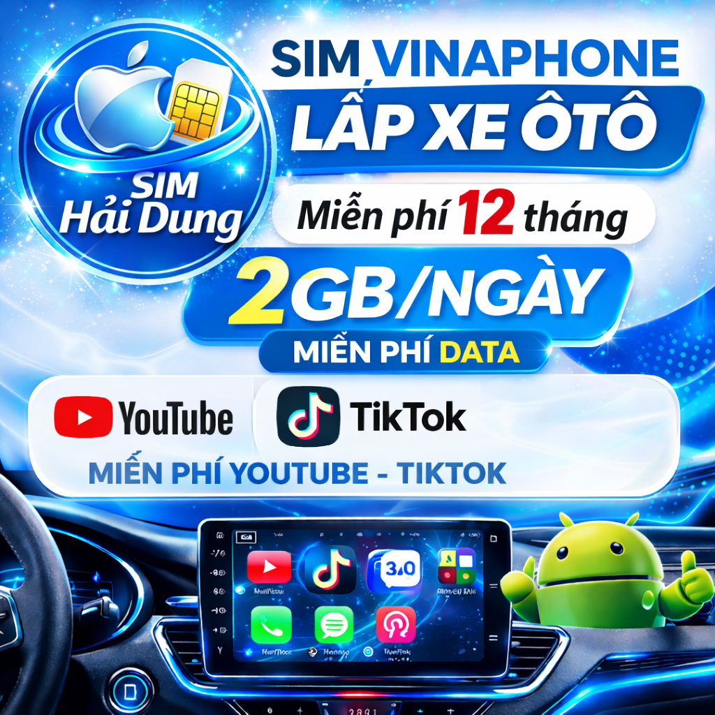 Sim chuyên lắp đầu xe oto - Miễn Phí Youtube Tiktok Facebook Zalo - Trọn gói 1 Năm Không Cần Nạp