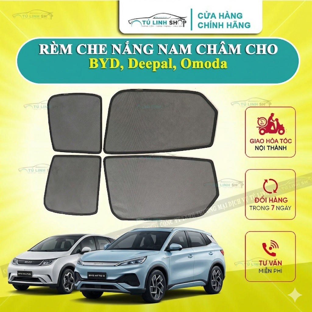 Rèm che nắng nam châm cho BYD Atto 3, Dolphin, Seal, M6, Sealion 6, Sealion 7, Deepal s07, Omoda C5