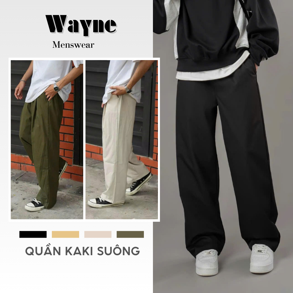 Quần Kaki Dù Ống Rộng Nam Nữ Phong Cách Hàn Quốc, Quần Dài Form Rộng Dáng Suông Mềm Mịn Thoáng Mát