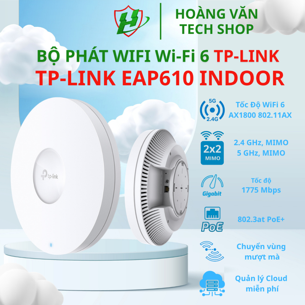Bộ Phát Wi-Fi 6 Trong Nhà, Ngoài Trời AX1800 TP-Link EAP610 Tốc Độ Cao, Quản Lý Cloud, Hỗ Trợ PoE+