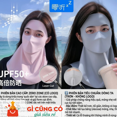 😷 Khẩu Trang, Mặt Nạ Chống Nắng Che Mặt & Cổ ZERO ZONE – Có Thể Uống Nước (Dòng Cao Cấp ZERO ZONE & 