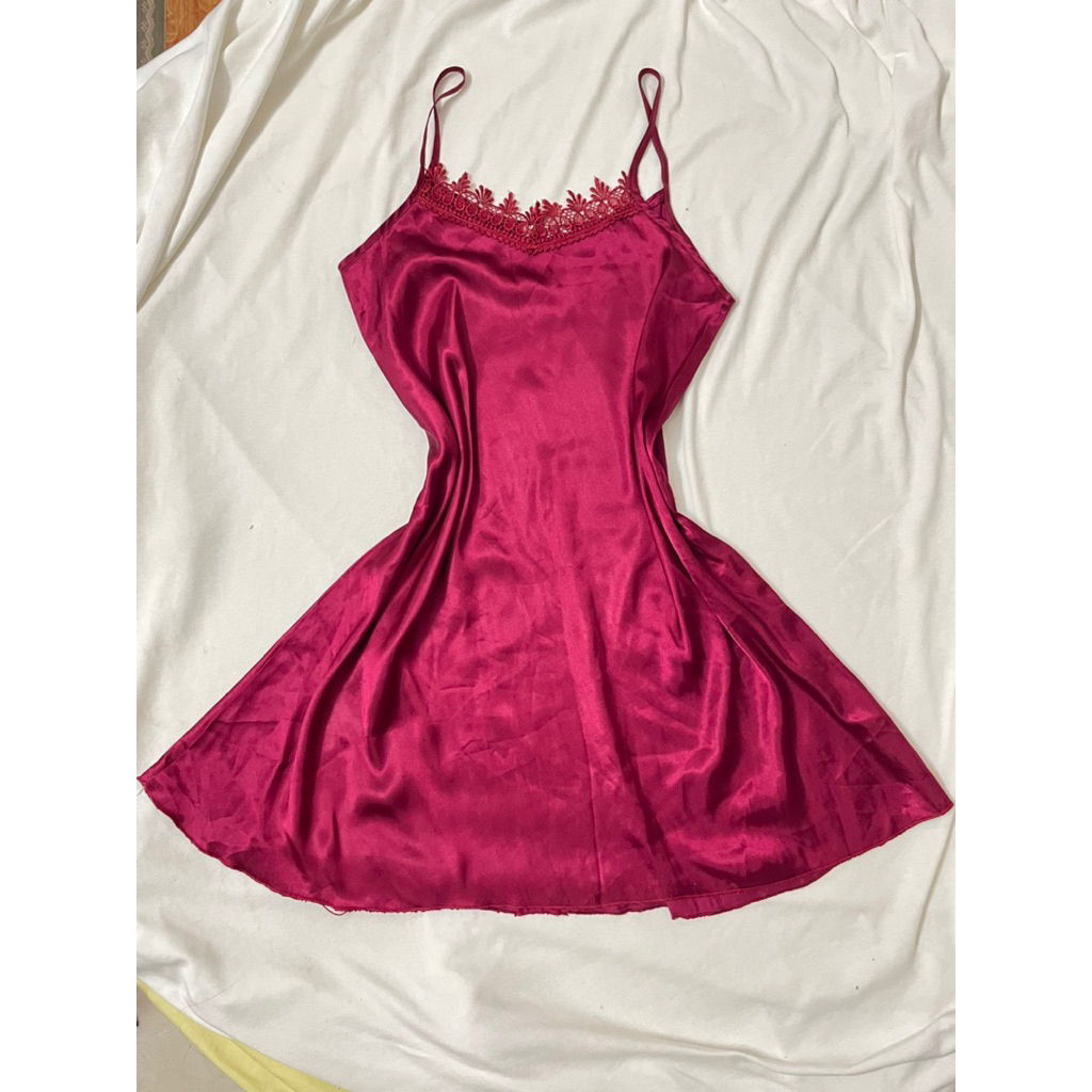 Váy đầm ngủ hai dây lụa phối ren mềm mại tiểu thư hiệu US Y2K thrift vintage shop Y2K cực xinh size 