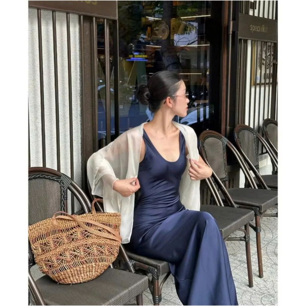 Áo khoác choàng tơ cao cấp, Áo choàng tơ phối đầm lụa váy lụa freesize | BigBuy360 - bigbuy360.vn