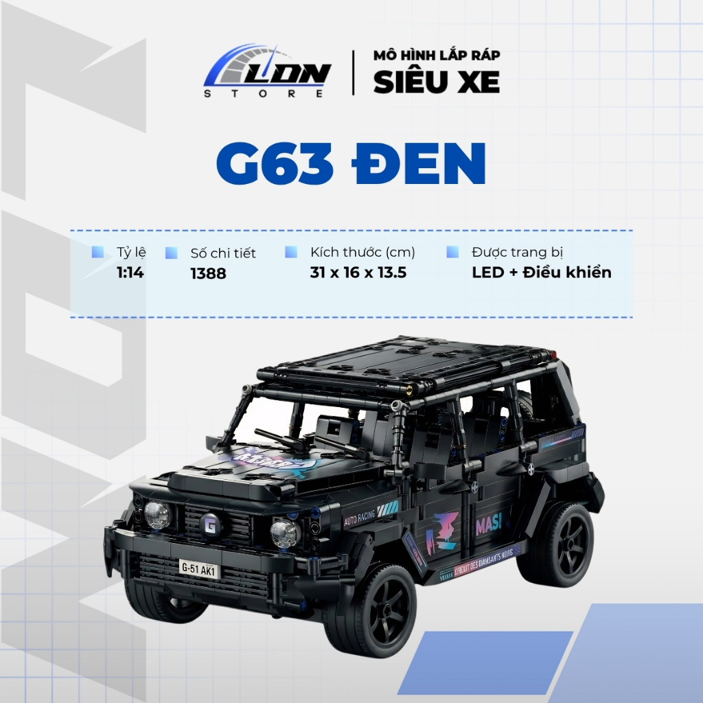 Mô Hình Lắp Ráp Siêu Xe Mec G63 Black Tỷ Lệ 1:14 Có Thể Điều Khiển Từ Xa