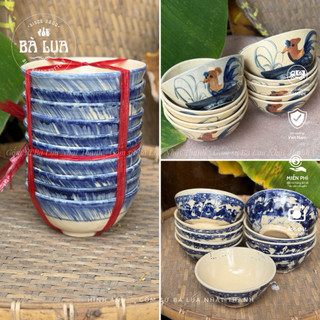 [Set 5 cái] Chén ăn size nhỏ 11cm kiểu xưa vẽ gà, phết, bát tiên,… gốm thủ công Lái Thiêu