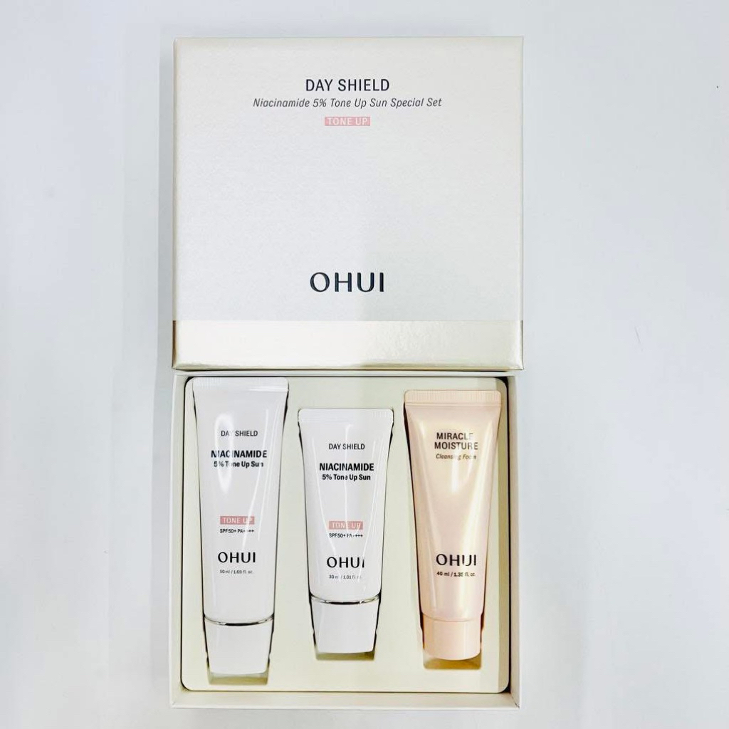(Nội địa LG Hàn Quốc) Set Kem chống nắng nâng tone Ohui Day Shield Niacinamide 5% Tone Up Sun SPF50+