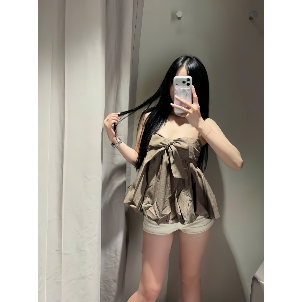 Áo Hai Dây Nữ Nơ To Bản Xinh Xắn – Áo Croptop Babydoll Dáng Xòe, Chun Ngực Co Giãn, Style Hàn Quốc Hot Trend HH10 | BigBuy360 - bigbuy360.vn
