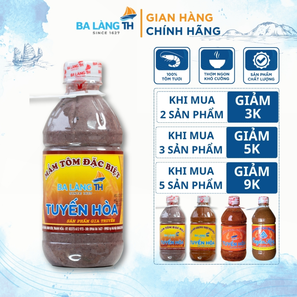 Mắm Tôm Đặc Biệt Ba Làng TH 550gr
