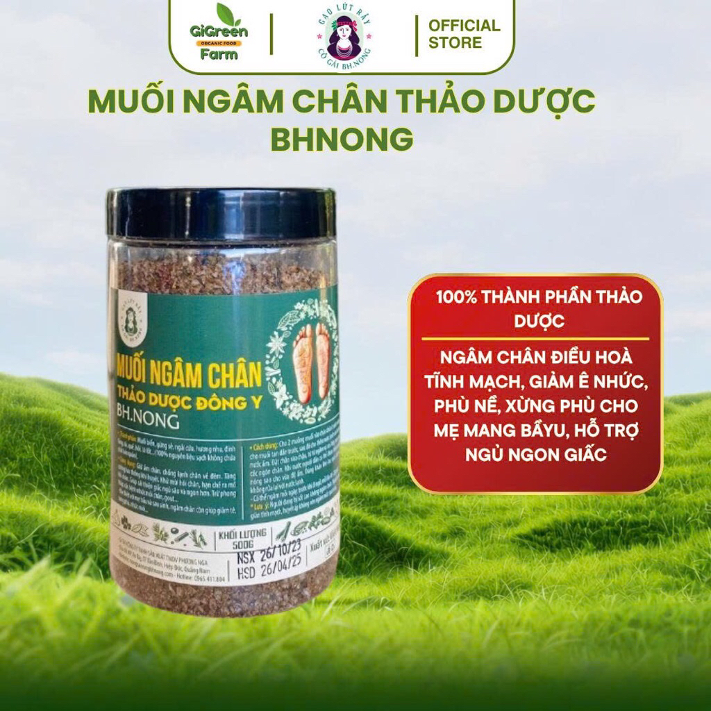 Muối ngâm chân thảo dược bhnong ngâm chân thảo mộc chà gót vệ sinh chân Bhnong hũ dùng được cho bà b