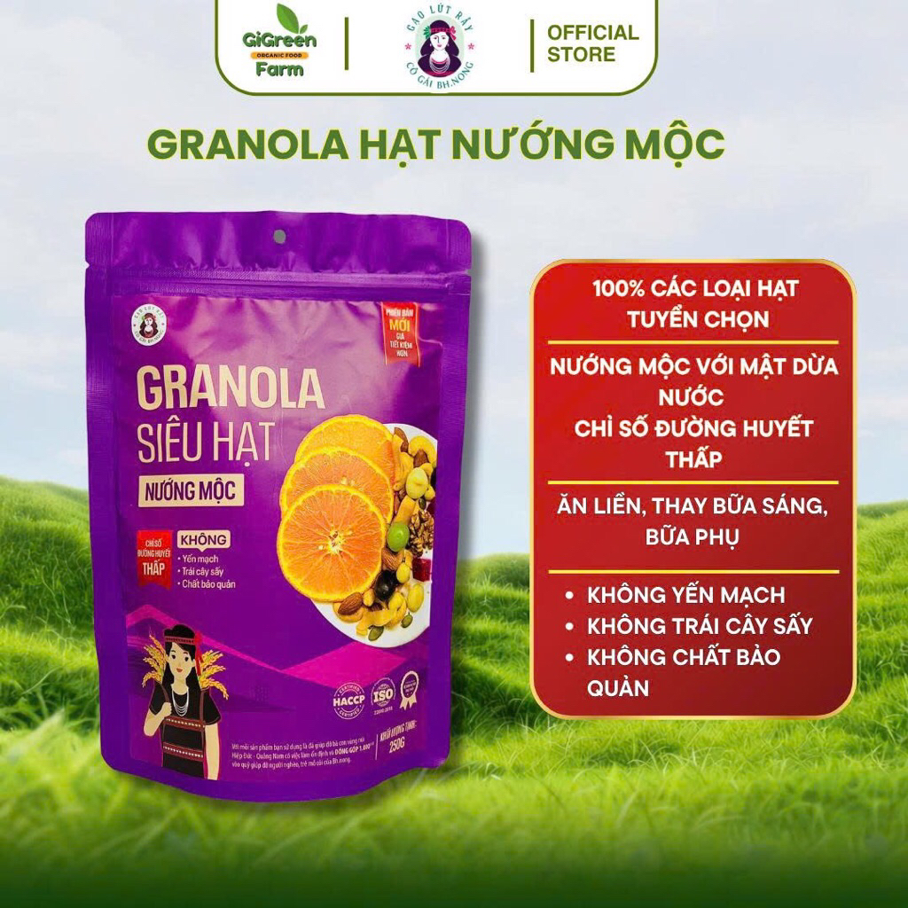 Granola bhnong Granola siêu hạt nướng mộc cao cấp bhnong ăn kiêng giảm cân cung cấp dinh dưỡng Grano