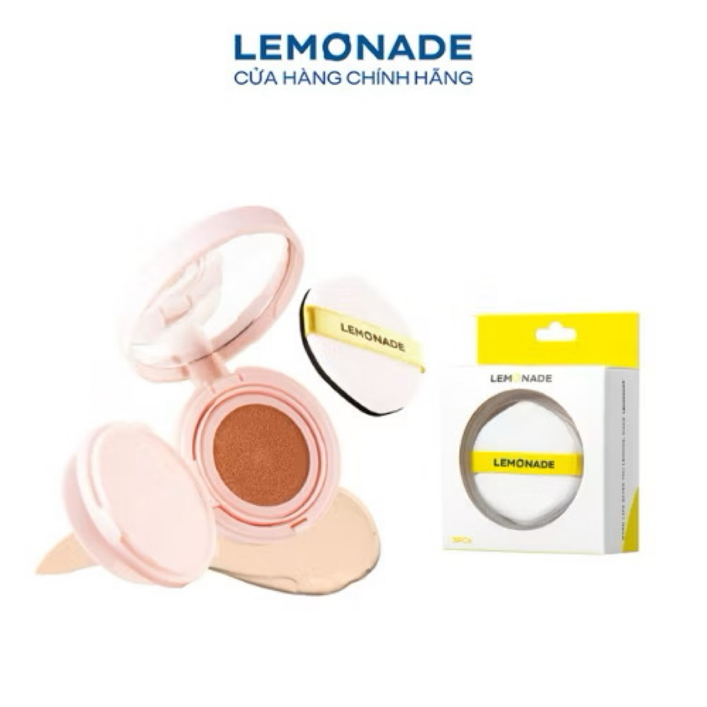 Combo Phấn Nước Cushion Lemonade và Set 3 bông phấn tán nền Cushion Puff