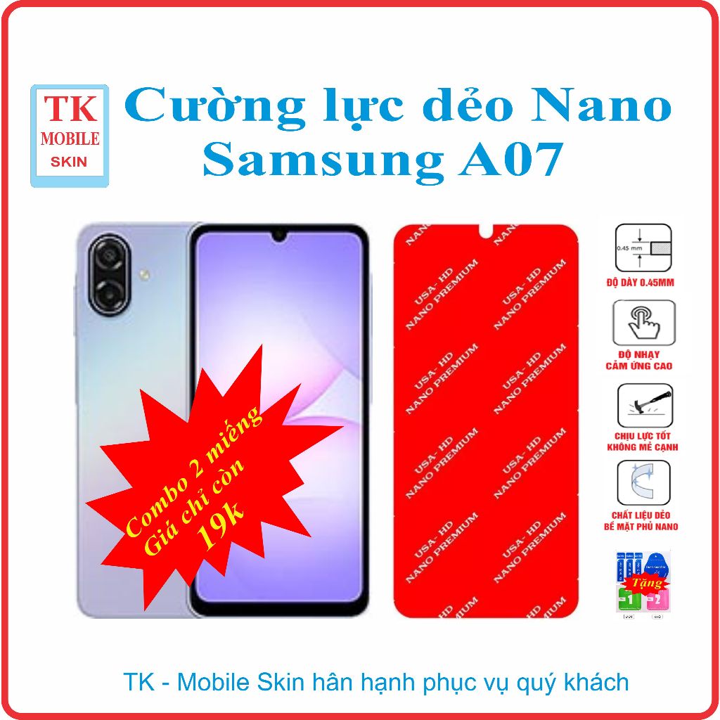 Cường lực dẻo bảo vệ màn hình điện thoại Samsung A07