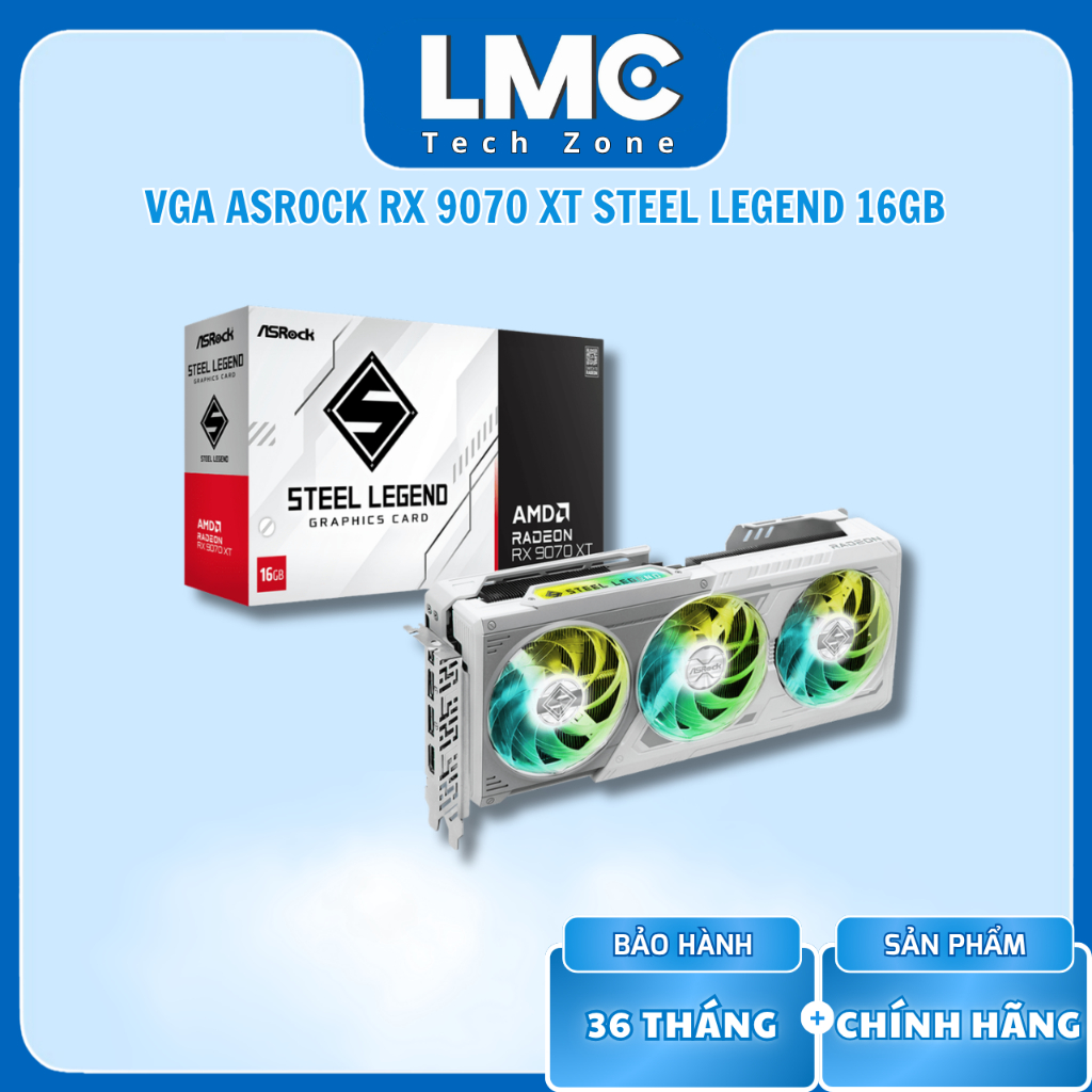 VGA ASRock AMD Radeon RX 9070 XT Steel Legend 16GB