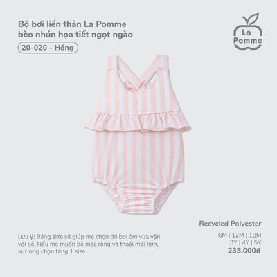 Bộ bơi liền thân La Pomme bèo nhún họa tiết ngọt ngào- Chất liệu Recycled Polyester mềm nhẹ, nhanh khô –Bé gái - 6M -5Y