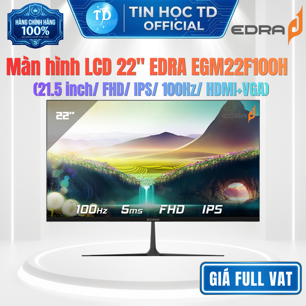 Màn hình LCD 22" EDRA EGM22F100H – 21.5 inch FHD IPS 100Hz - Hàng chính hãng