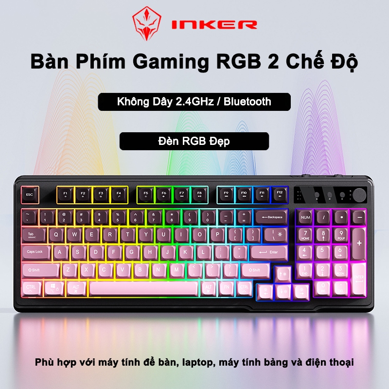 Bàn Phím Chuột Gaming Không Dây INKER Bluetooth + 2.4GHz RGB | BigBuy360 - bigbuy360.vn