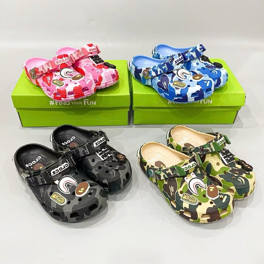Dép_Crocs 3PE camo bape Họa Tiết Nổi Bật Đủ Màu Phối Cực Hot Cho Nam Nữ