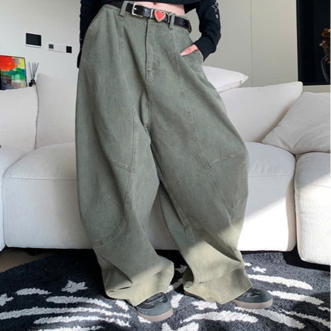 Quần Jean Retro Form Rộng GODMOTHER Quần Jean Harem Cạp Trễ Túi Kiểu Phong Cách Đường Phố Năng Động | BigBuy360 - bigbuy360.vn