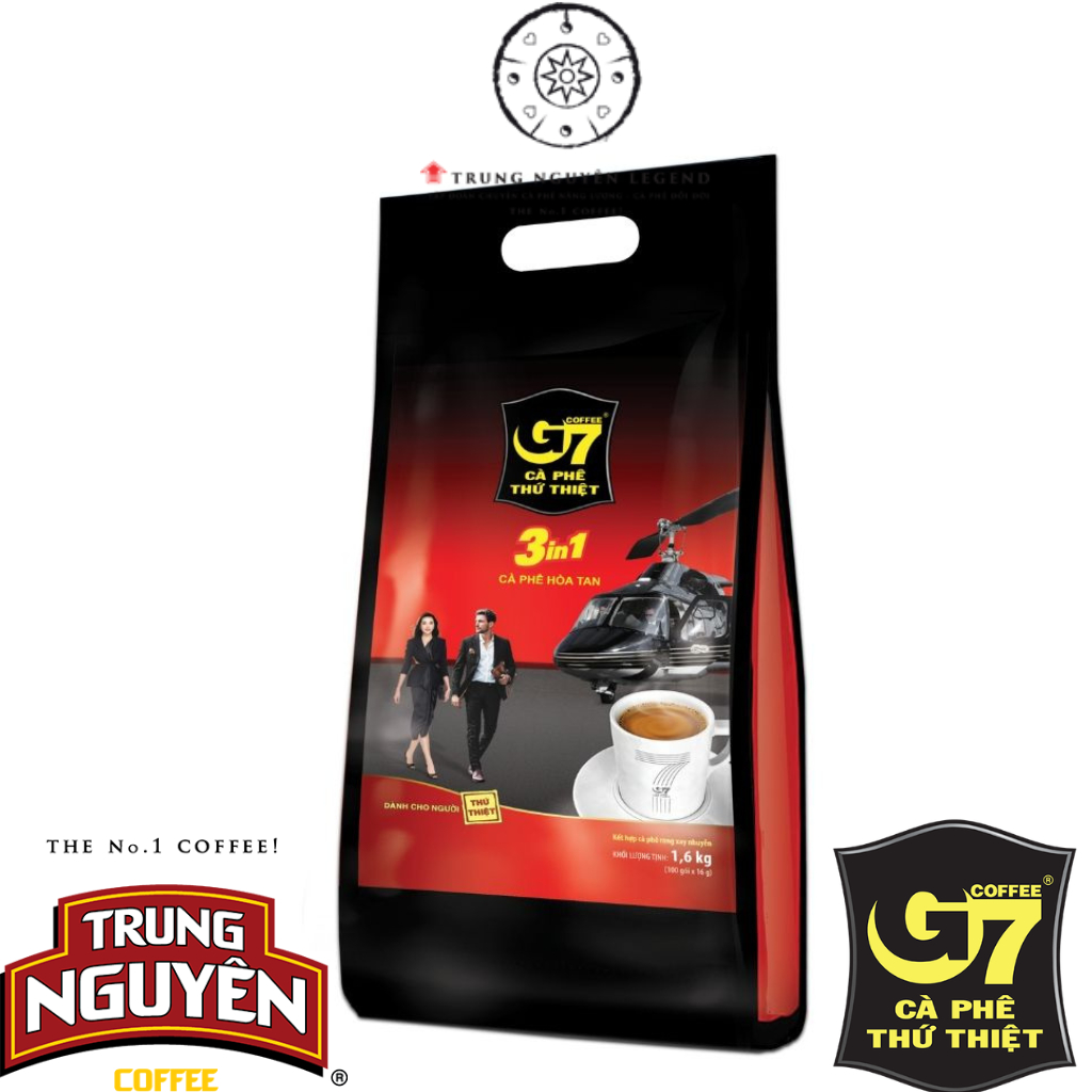 Cafe Cà Phê Sữa Hòa Tan G7 3in1 Bịch 100 gói dài - Trung Nguyên