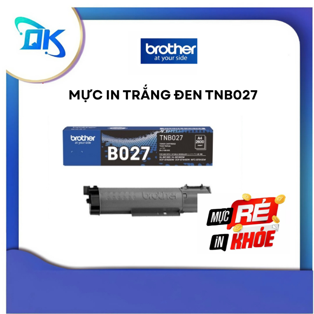 Mực in Brother TN B027 dành cho máy in Brother HL-B2100D, HL-B2180DW, DCP-B7620DW, DCP-B7640DW, MFC-