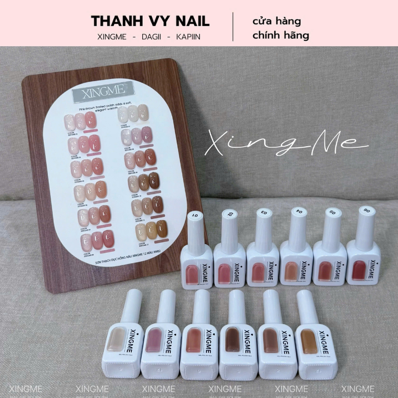 Sơn thạch đục 12 màu hồng nâu XINGME kèm bảng màu
