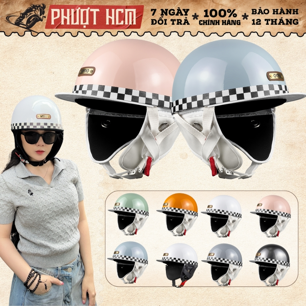 Mũ Bảo Hiểm nửa đầu VARO Bosozoku Japan Style tặng kèm ốp da - Bảo Hành 12 Tháng
