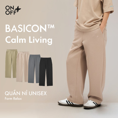 BASICON | Quần nỉ interlock unisex phom straight năng động ONOFF - 15BP25W515