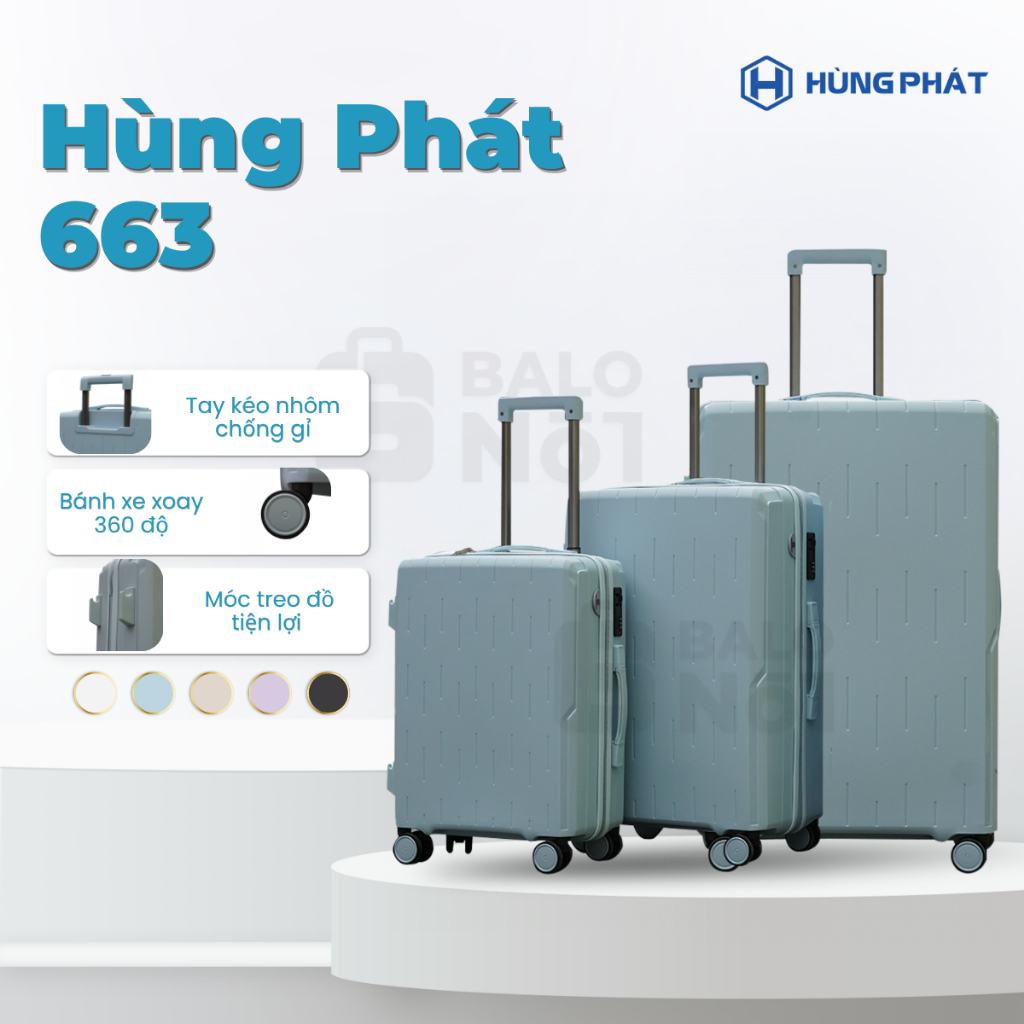 [HÙNG PHÁT] Vali Du Lịch Nhựa PP Chống Bể Cao Cấp 663 Hùng Phát