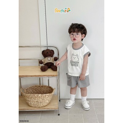 Set ba lỗ Beemo in hình gấu Sandy vải cotton co giãn cho bé đi học, đi chơi 6082BHB