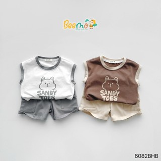 Beemo set ba lỗ in hình gấu Sandy vải cotton co giãn cho bé đi học, đi chơi từ 9-24kg 6082BHB