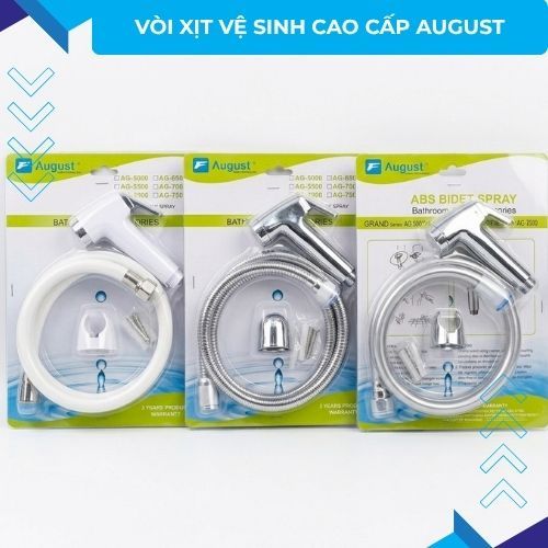 Vòi Xịt Vệ Sinh August Inox 304 Cao Cấp Kèm Dây 1.2m Giá Treo