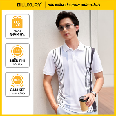 [T8_ĐỒNG GIÁ 329K] Áo Polo Nam Kẻ Phối 9APCH550TRK Biluxury Form Slimfit Tôn Dáng Phong Cách Trẻ Trung